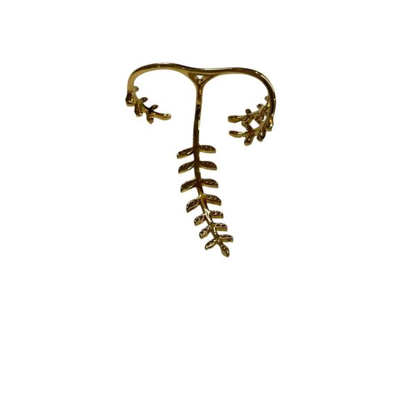 Goldtone Double Ring Adjustable Fern Floral - Picture 6 of 6